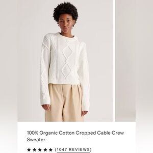 Quince 100% Organic Cotton Cropped Cable Crew Sweater